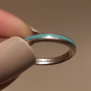Tiffany blue enamel sterling silver ring